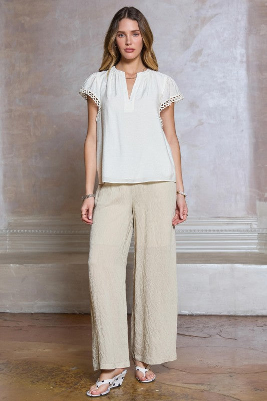 Mary Crochet Detail Short Sleeve Blouse