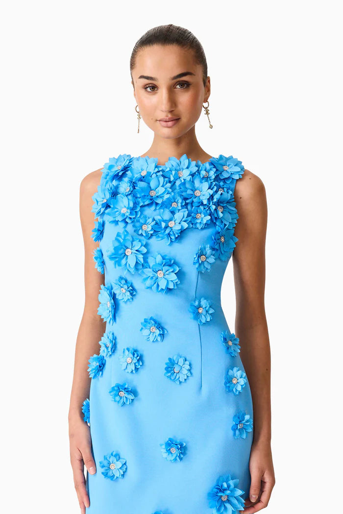 Eliatt Dali Floral Applique Gown in Blue