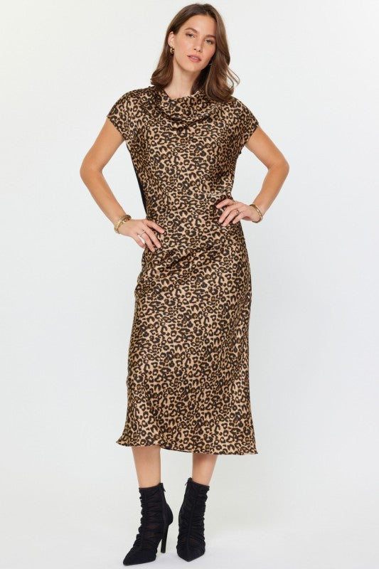 Dina Cowl Neck Leopard Blouse