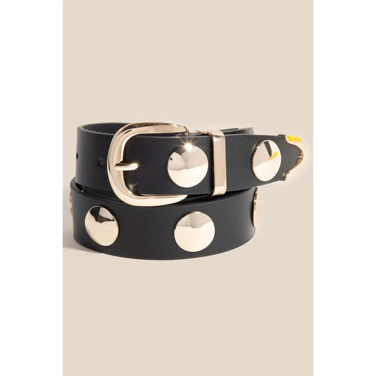 Regan Metallic Studded Leather Belt