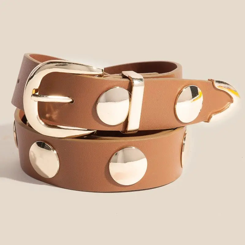 Regan Metallic Studded Leather Belt