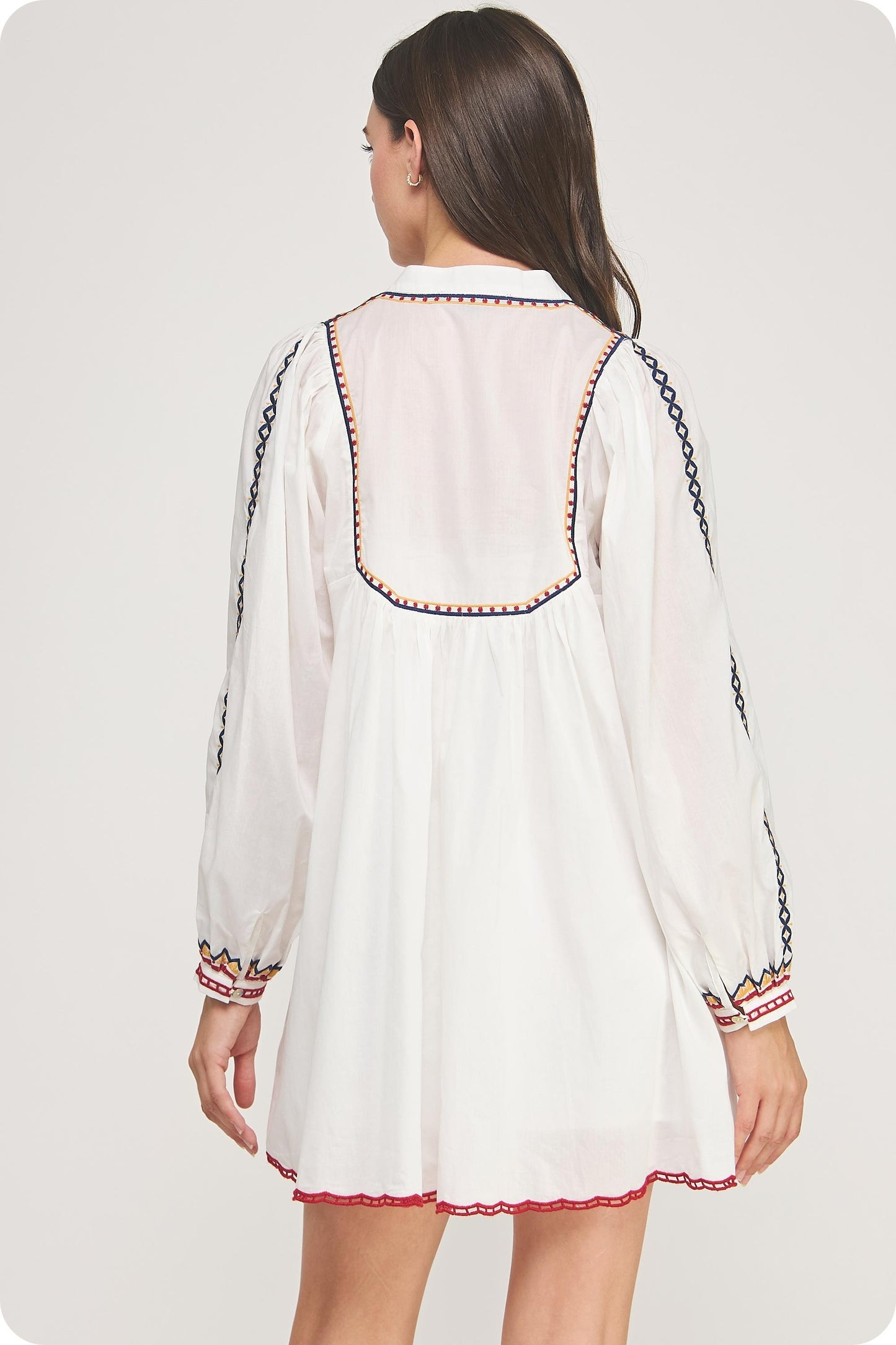 Dusty Embroidered Long Sleeve Dress
