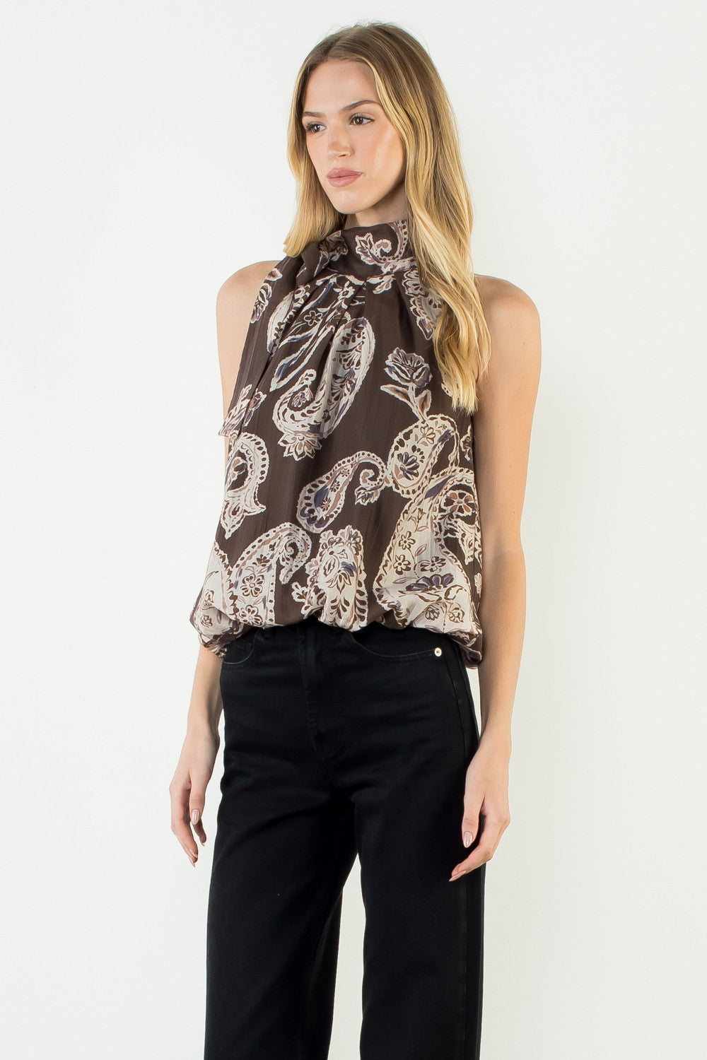 May Halter Paisley Print Top