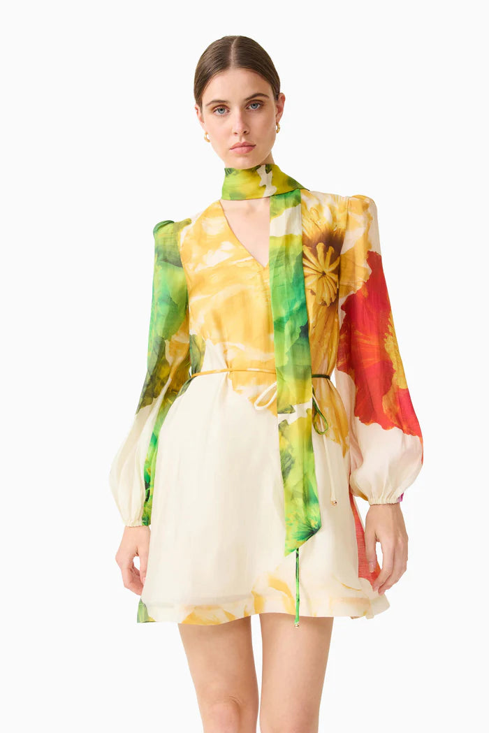 Elliatt Lilia Long Sleeve Mini Dress in Multi Floral