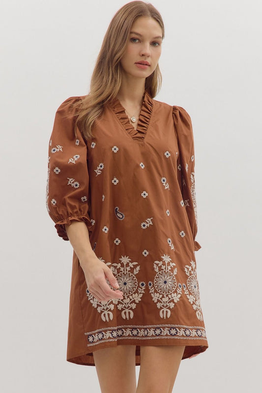 Alyssa Floral Dress in Camel or Black