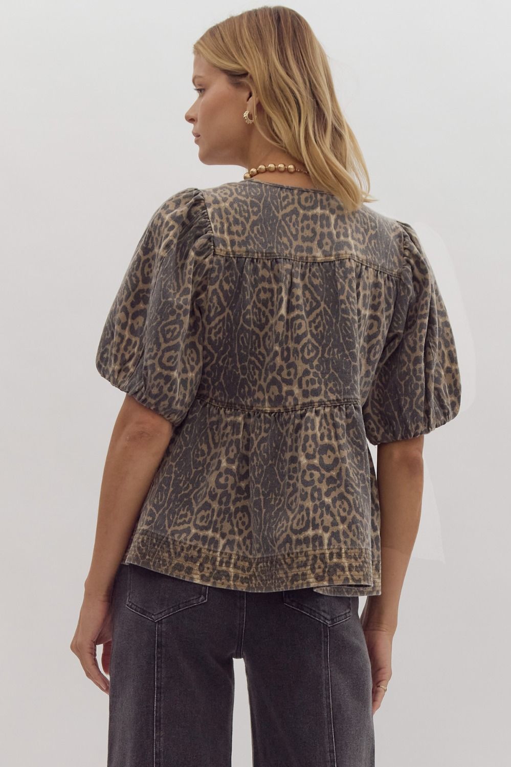 Regan Leopard Denim Top