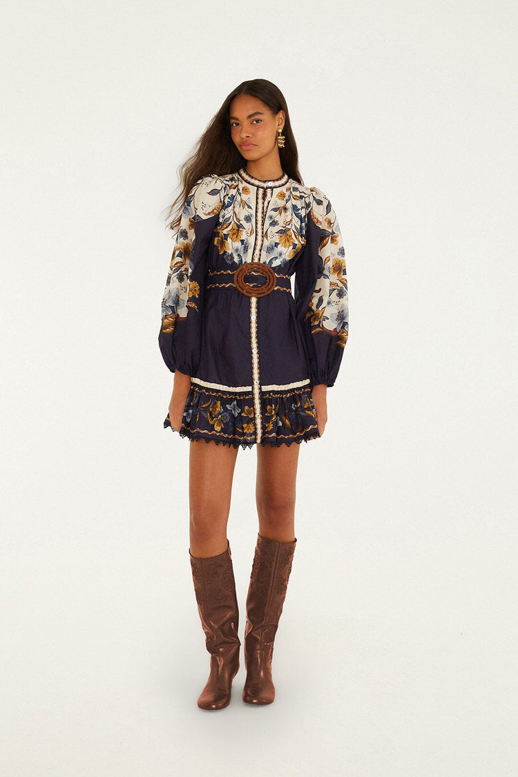 Farm Rio Golden Nature Mini Dress
