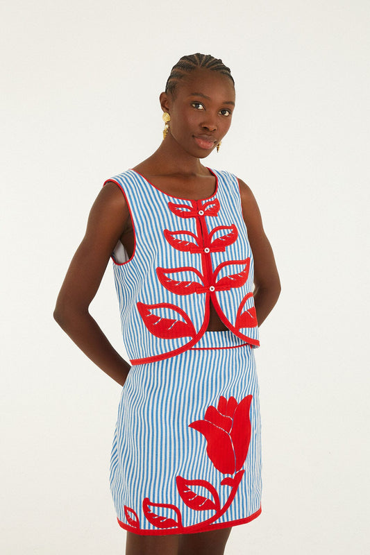 Farm Rio Sky Stripes Sleeveless Crop