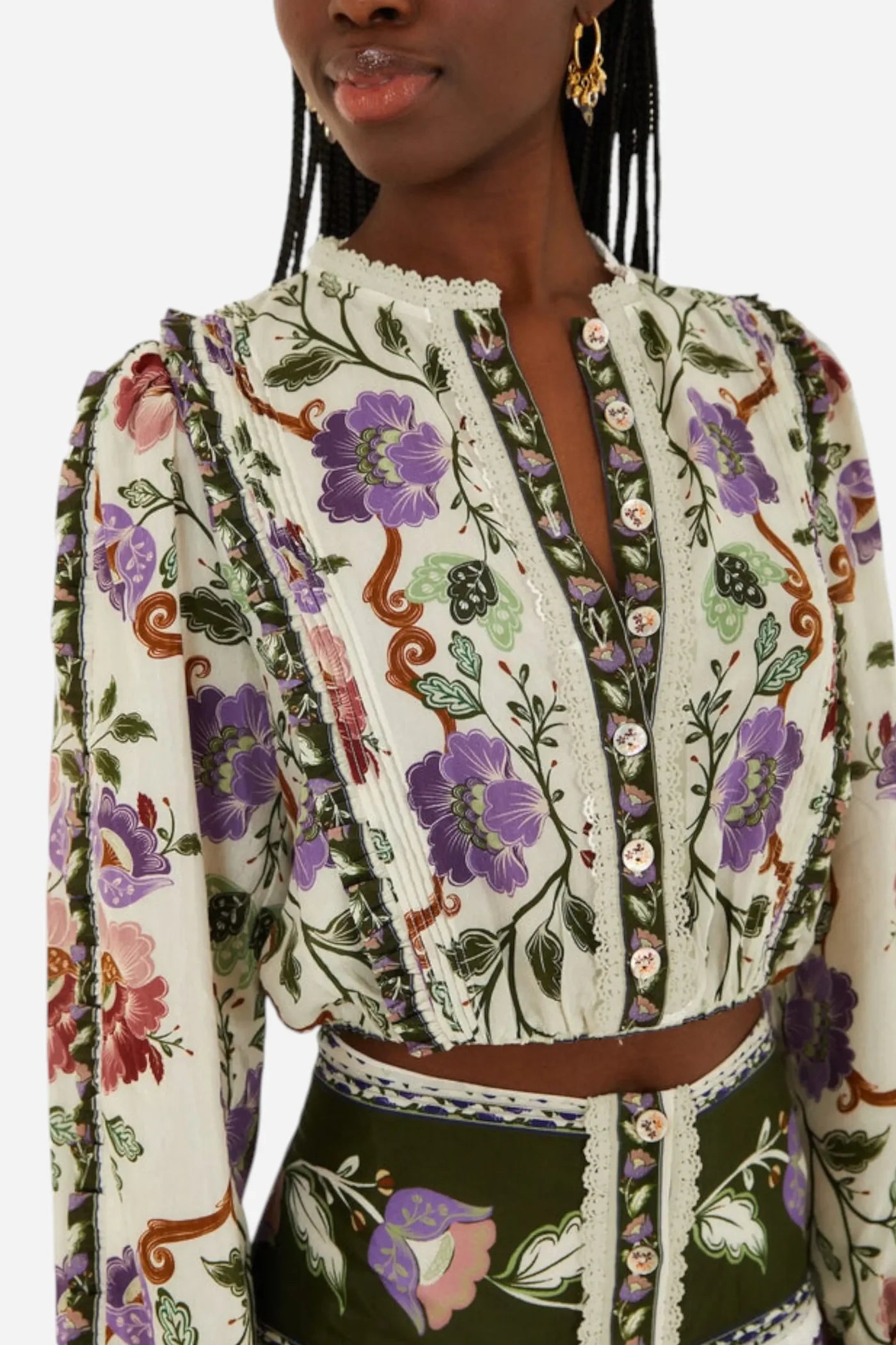 Farm Rio Rococo Flowers Long Sleeve Blouse