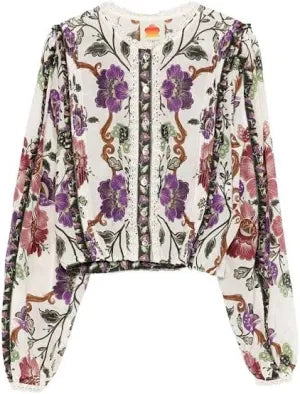 Farm Rio Rococo Flowers Long Sleeve Blouse