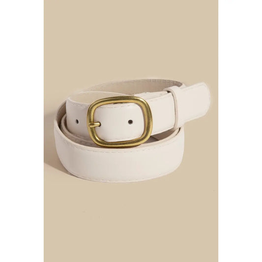 Venessa Oval Buckle Vegan Leather Belt