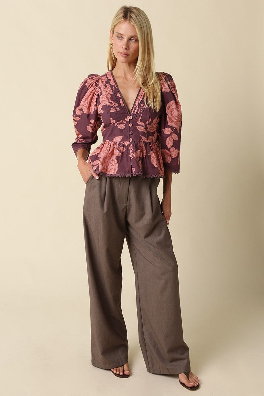 Gina Floral Puff Sleeve Top