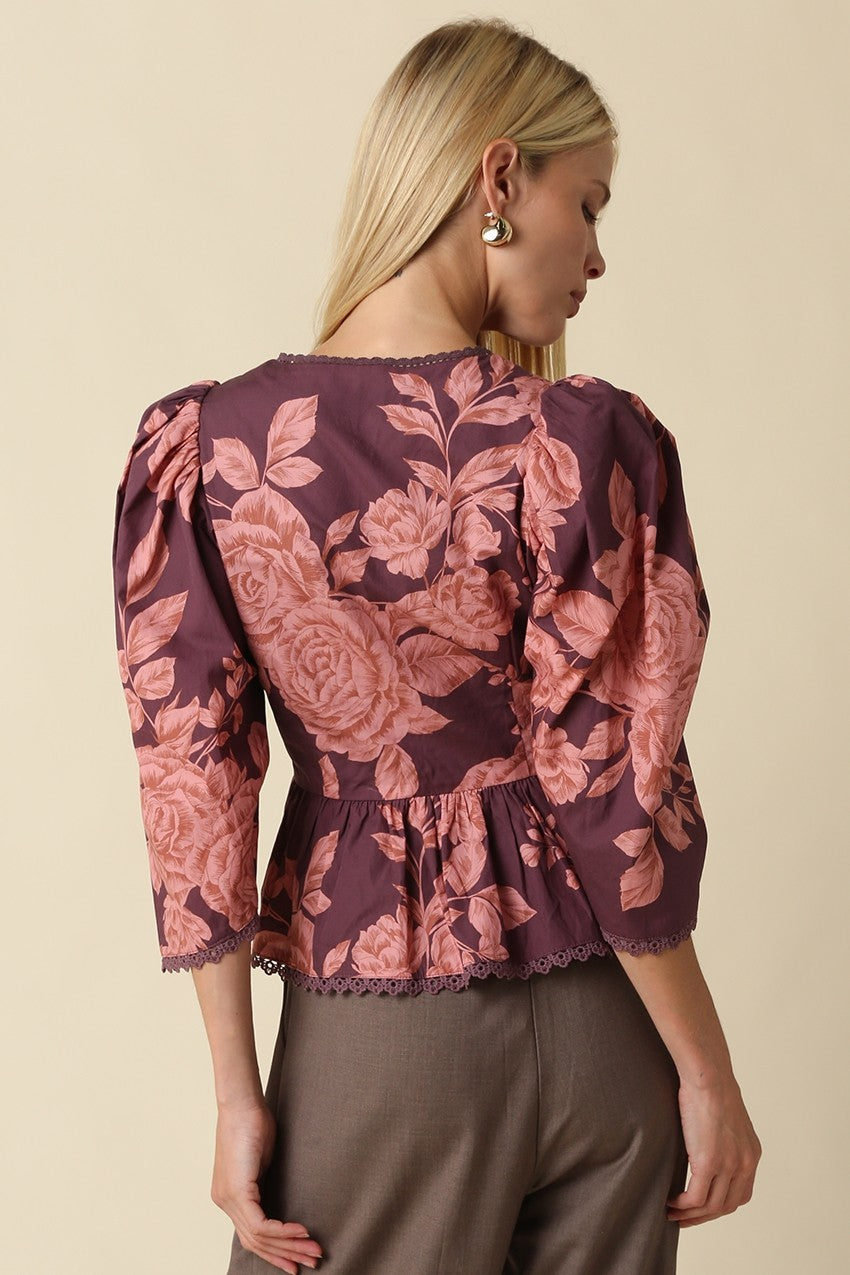 Gina Floral Puff Sleeve Top