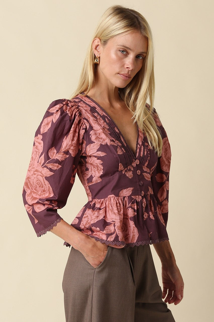 Gina Floral Puff Sleeve Top