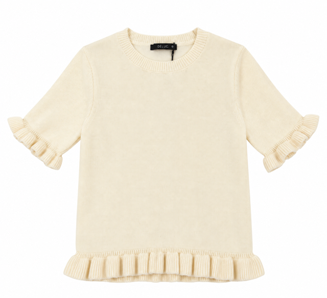 Tenembaum Short Sleeve Sweater in Ecru