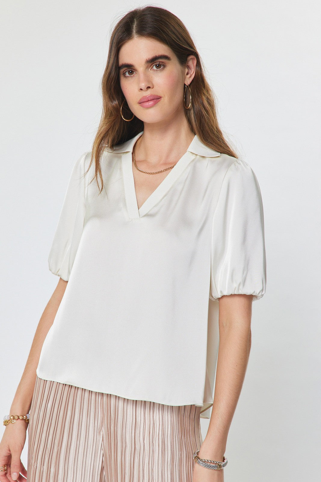 Maisie Satin V-Neck Blouse