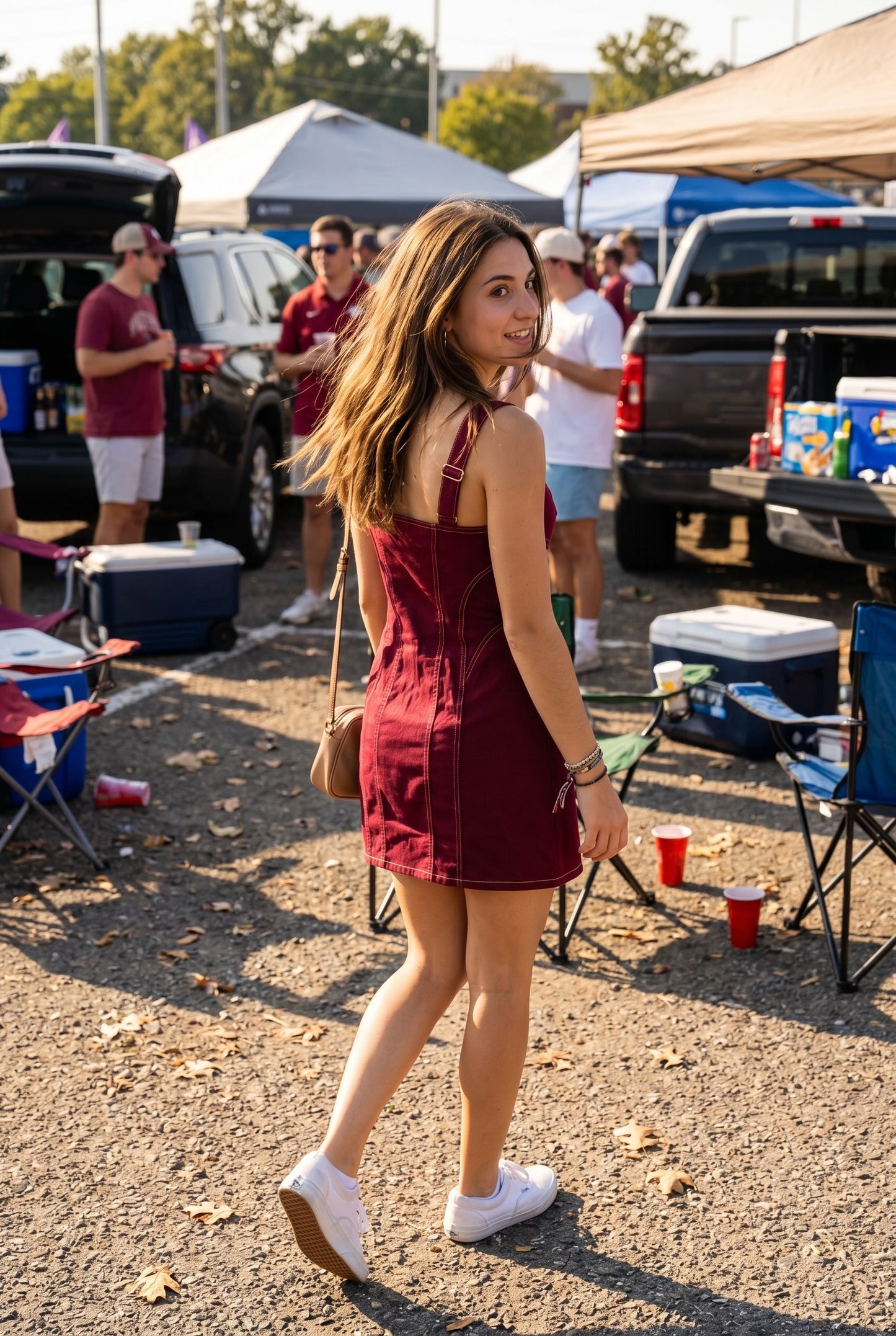 Leila Zip Front Dress in Maroon