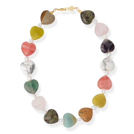 Bracha Murphy Heart Necklace Mixed Agate
