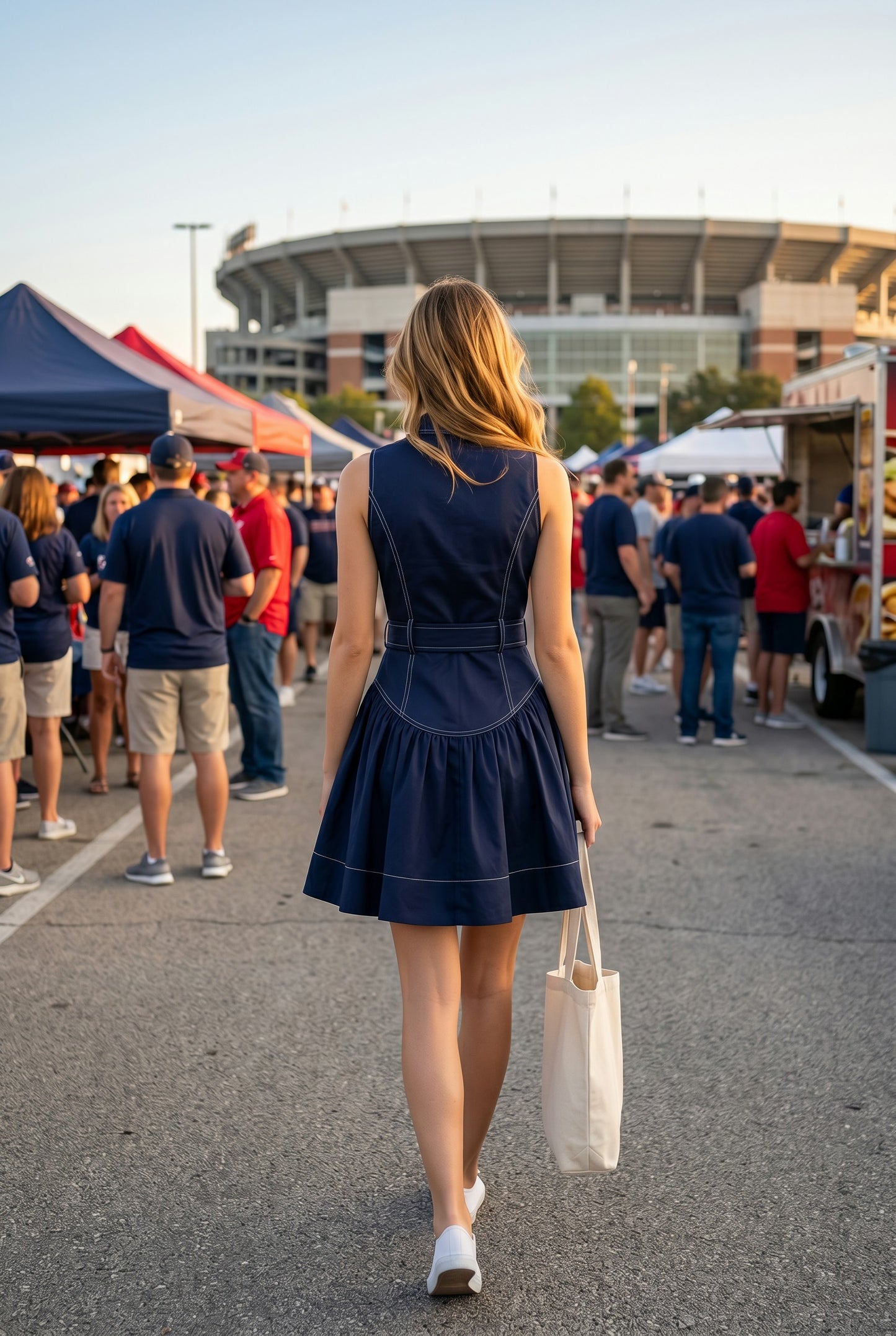 Amanda Belted Mini Dress in Navy