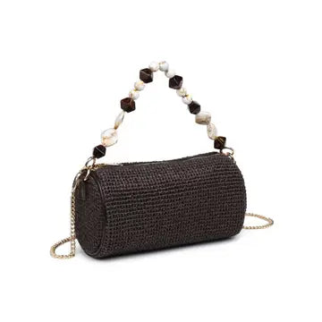 Rachel Straw Clutch in Chocolate