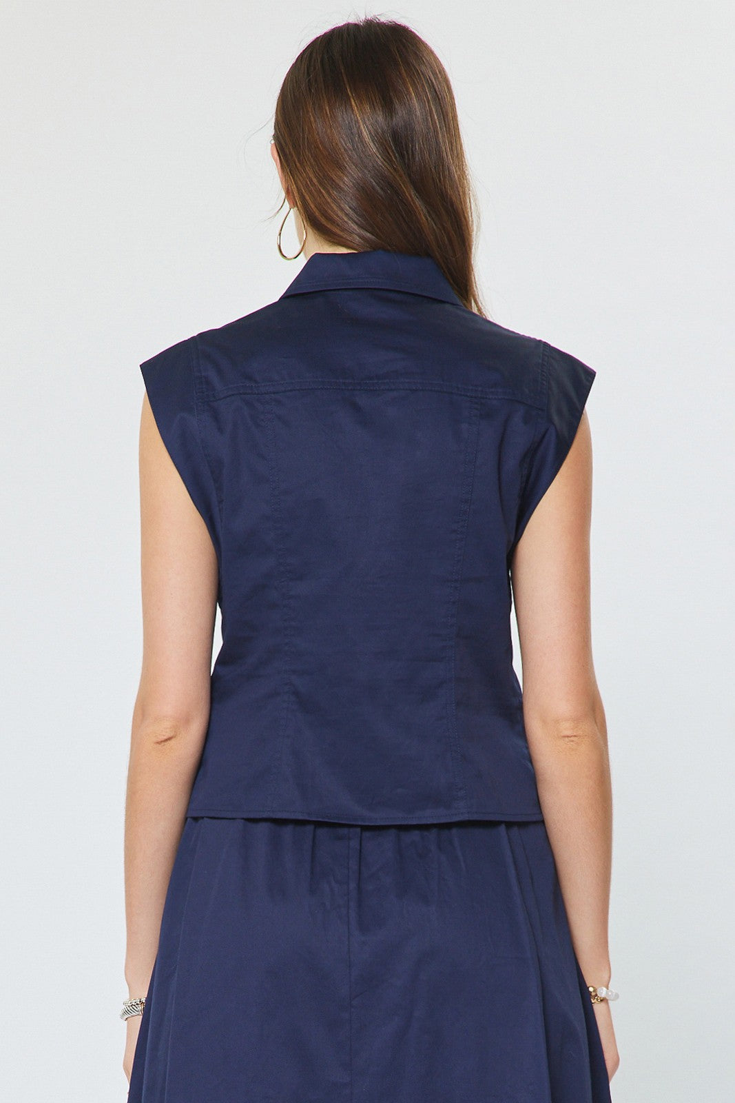 Sarah Cap Sleeve Top in Navy