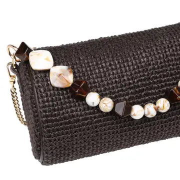 Rachel Straw Clutch in Chocolate