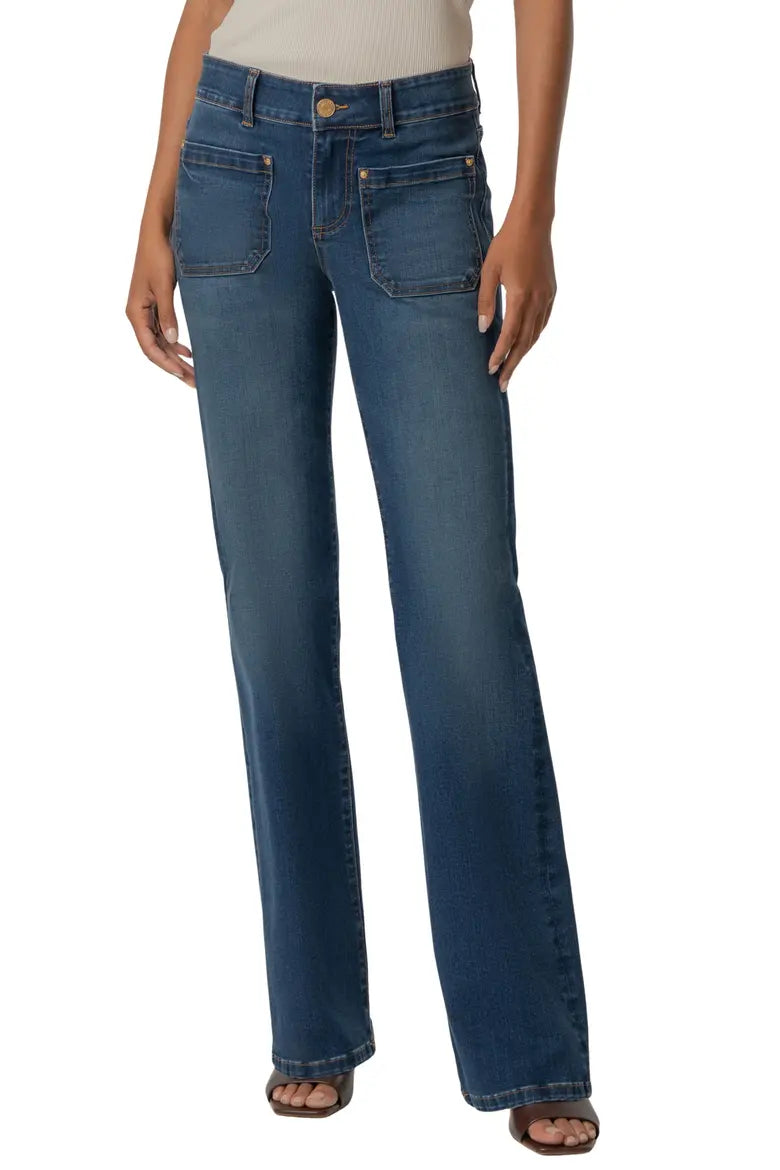 KUT Natalie Mid Rise Flare Patch Pocket Jean