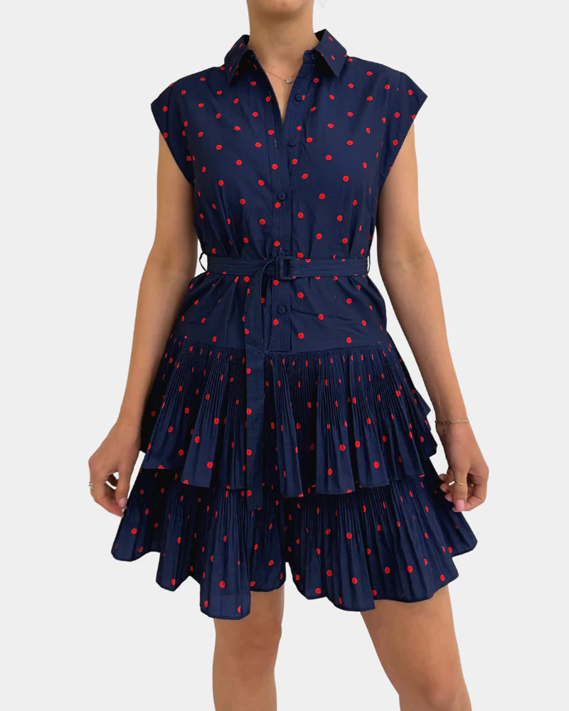 Current Air Henly Polka Dot Button Down Tiered Mini Dress