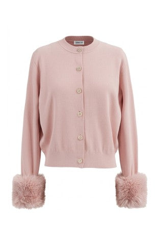 Current Air Lilou Fur Cuff Cardigan