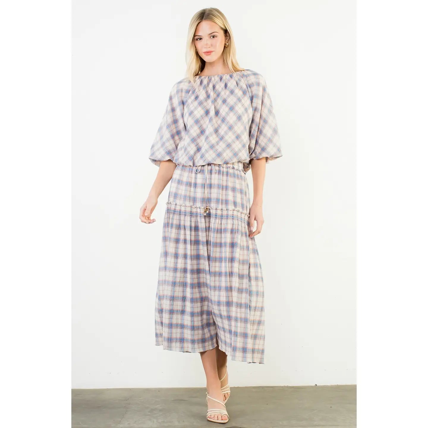 THML Eva Plaid Top and Skirt Set