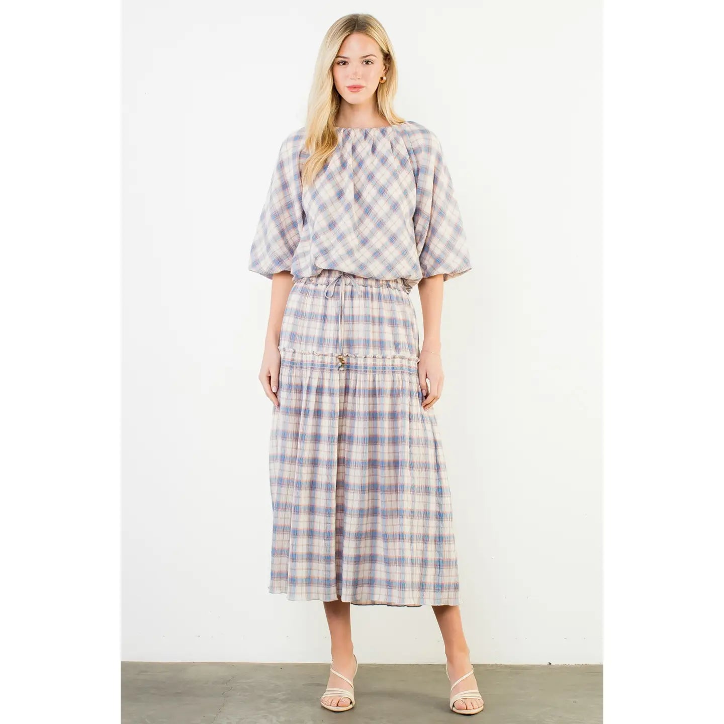 THML Eva Plaid Top and Skirt Set