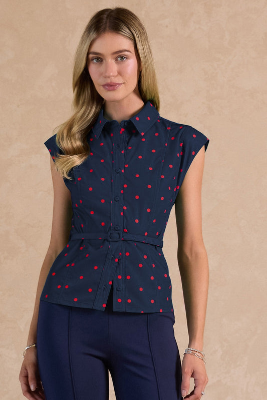 Harper Shirt Collar Blouse with Belt