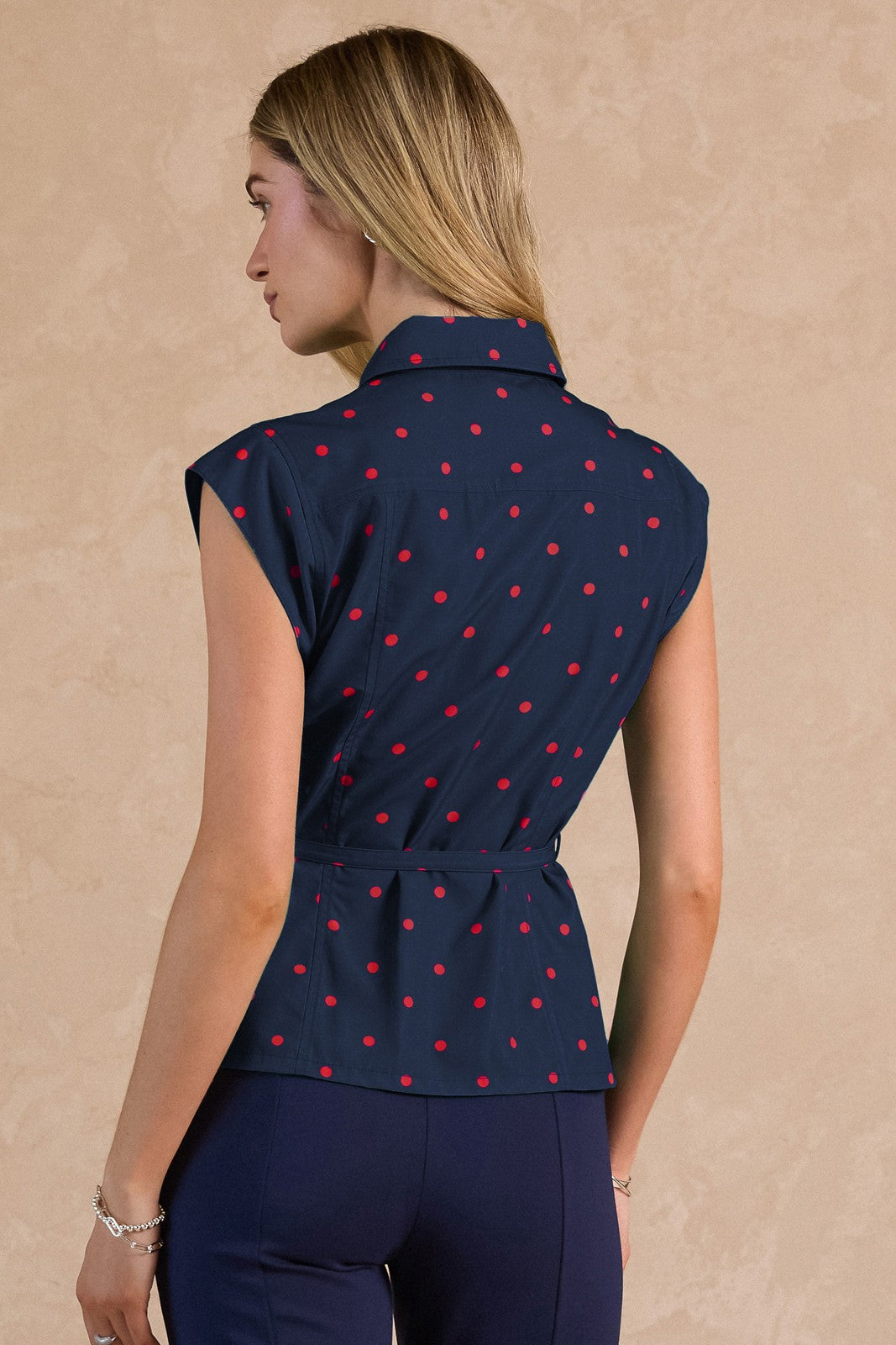 Harper Shirt Collar Blouse with Belt