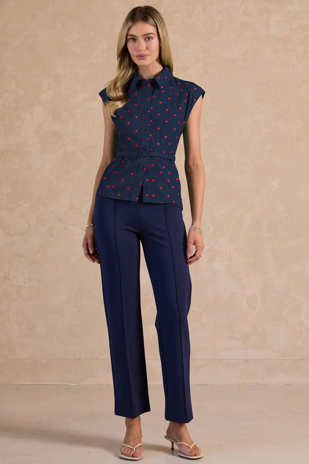 Harper Shirt Collar Blouse with Belt