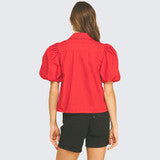 Hunter Pinch Bubble Sleeve Blouse