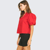 Hunter Pinch Bubble Sleeve Blouse
