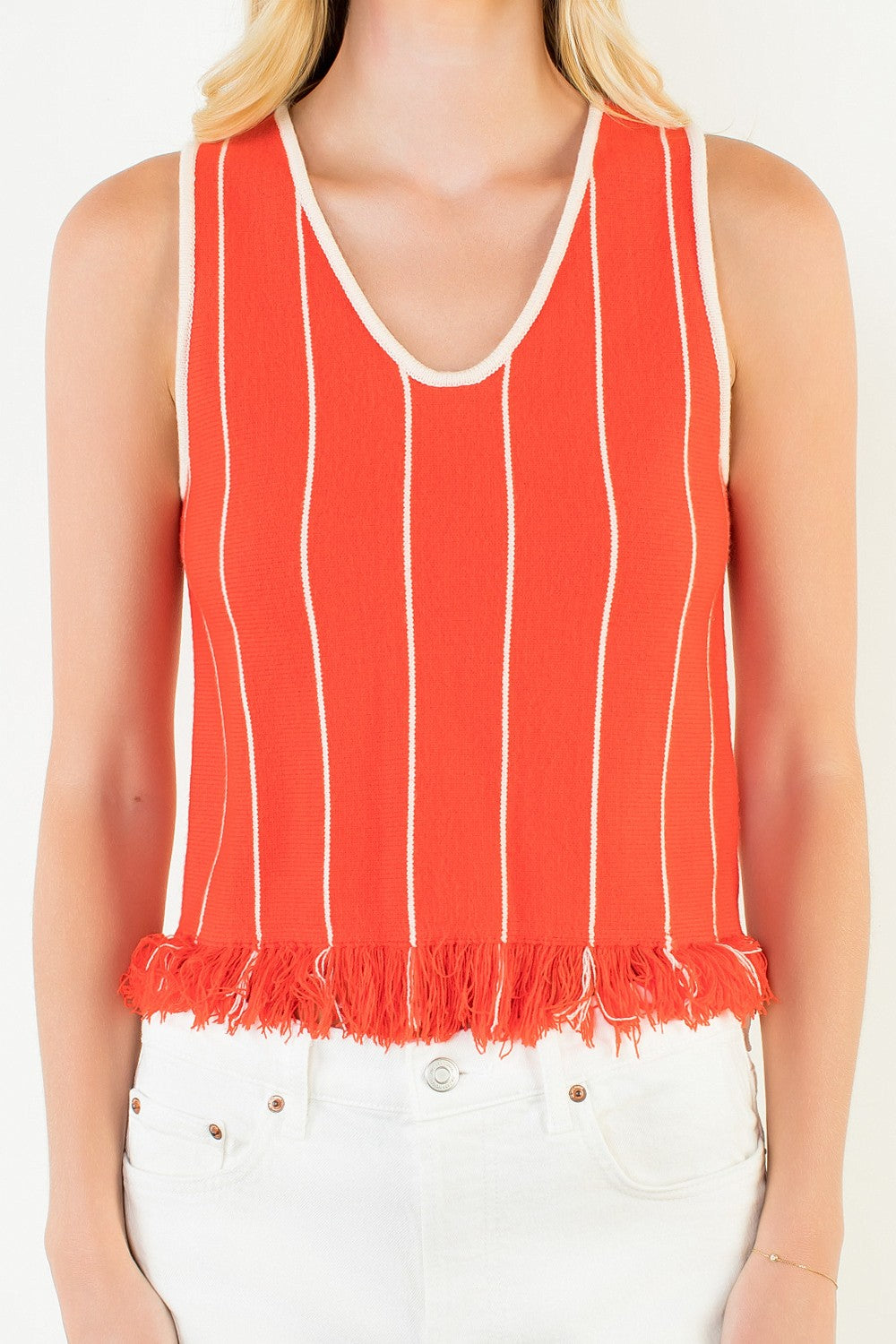 Hallie Sleeveless Tank Red Stripe