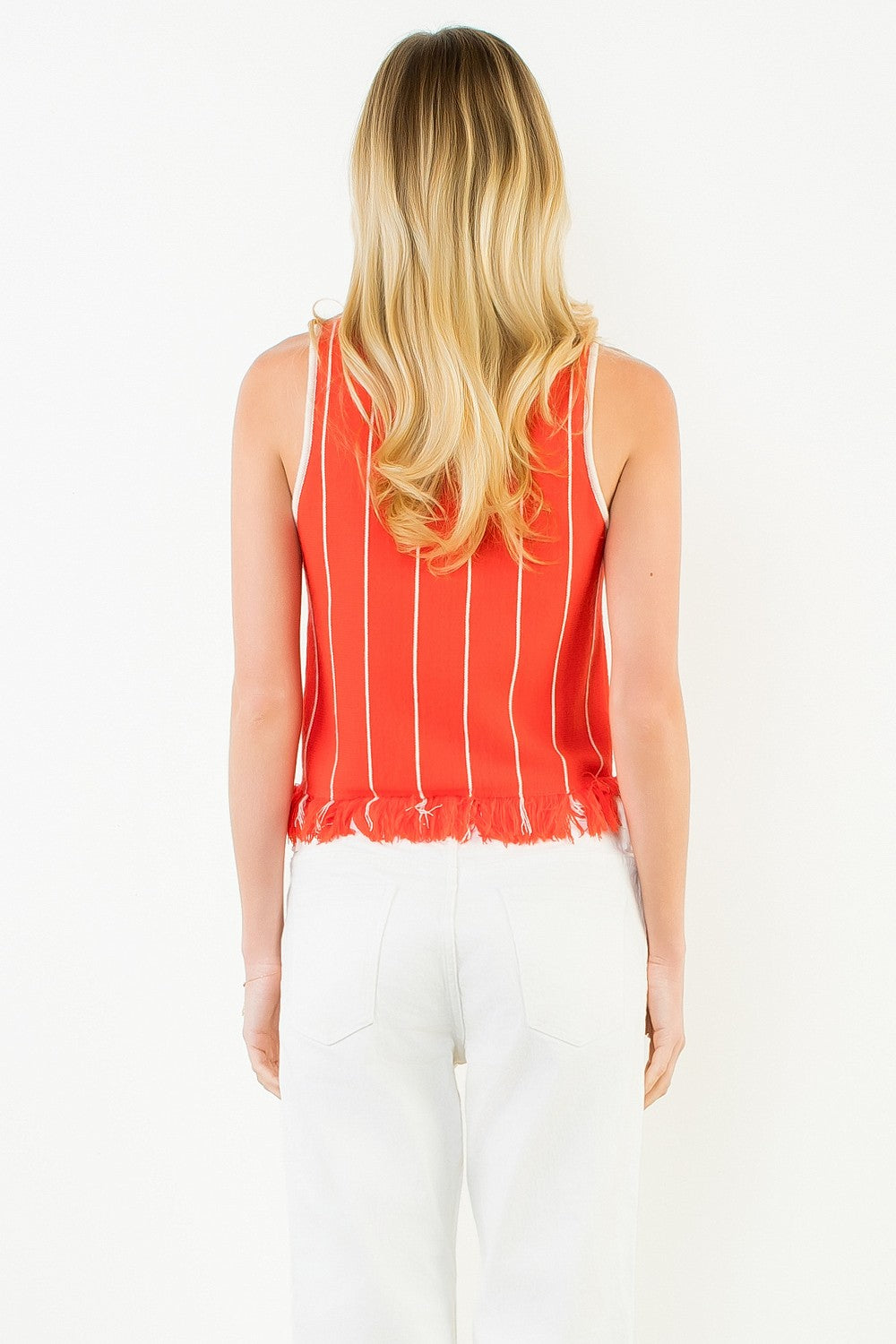 Hallie Sleeveless Tank Red Stripe