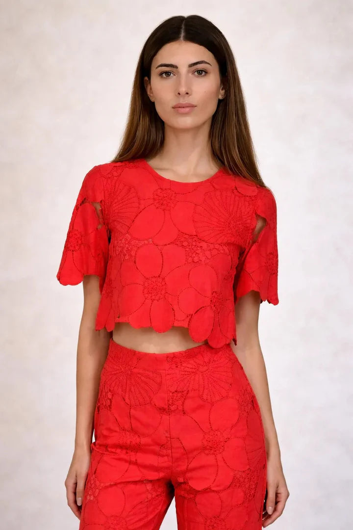 Never A Wallflower Renea Red Floral Top