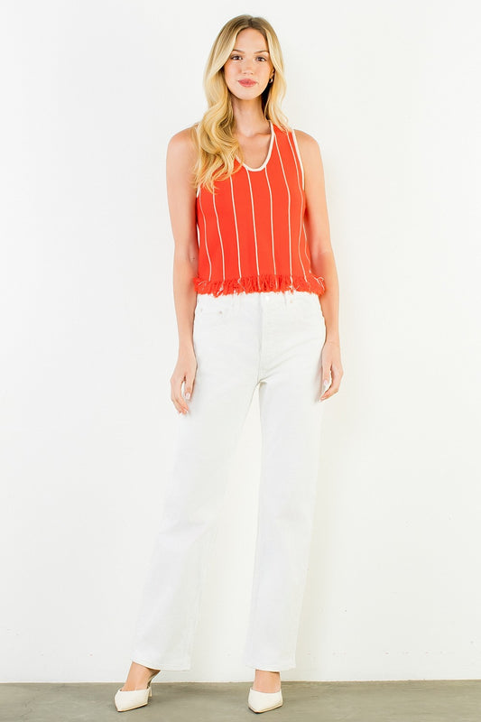 Hallie Sleeveless Tank Red Stripe