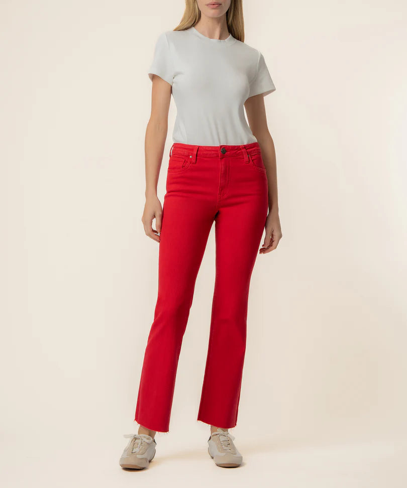 KUT Kelsey High Rise Ankle Flare in Ruby Red