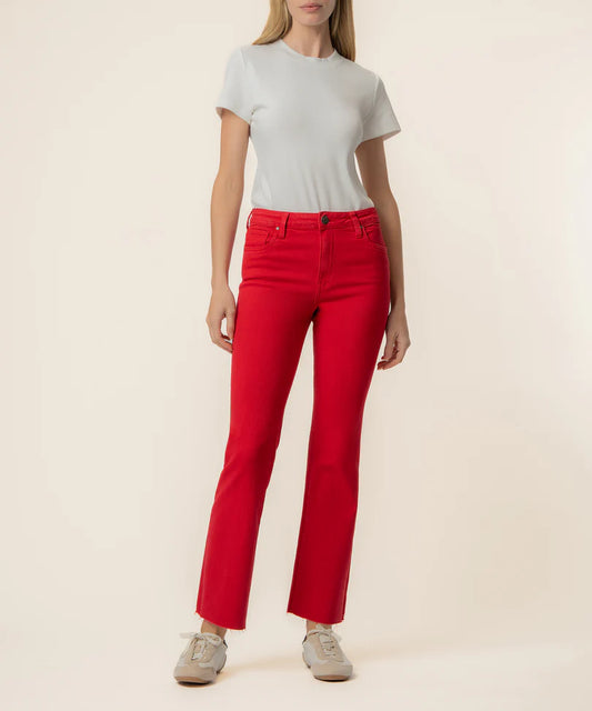 KUT Kelsey High Rise Ankle Flare in Ruby Red
