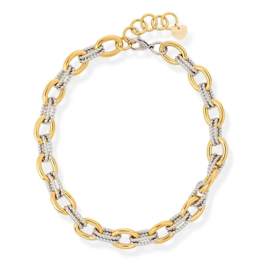 Bracha Mini Roxi Two Tone Oval Link Necklace