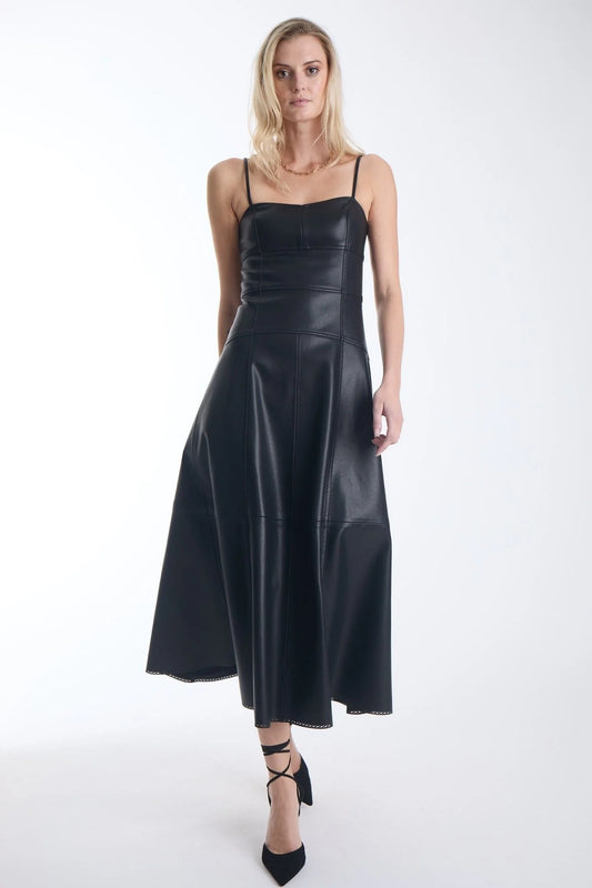 Sofia Leather Dress in Black