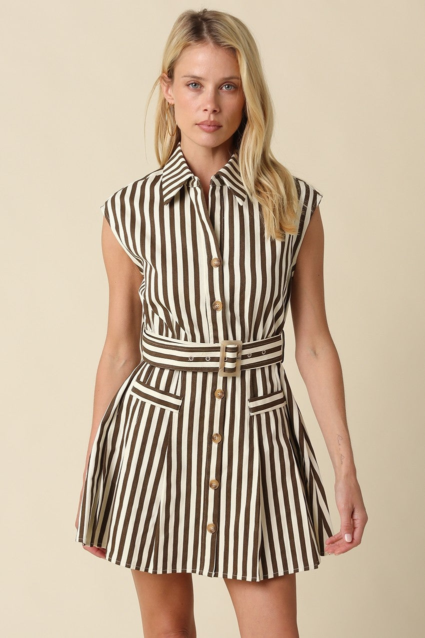 Ashley Belted Striped Mini Dress