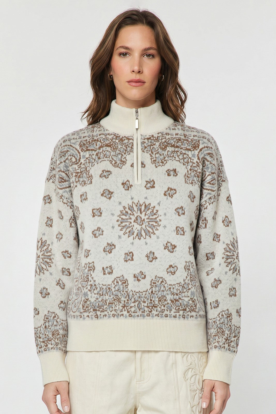 Current Air Lyra Jacquard Half Zip Sweater