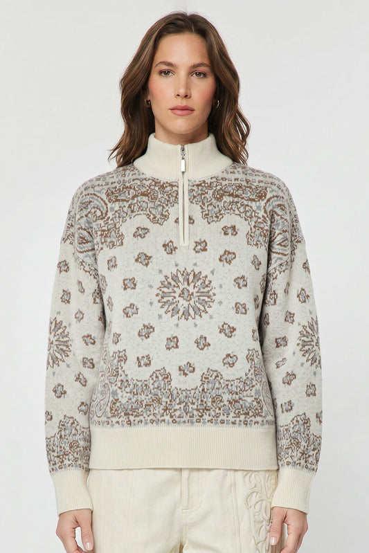 Current Air Lyra Jacquard Half Zip Sweater