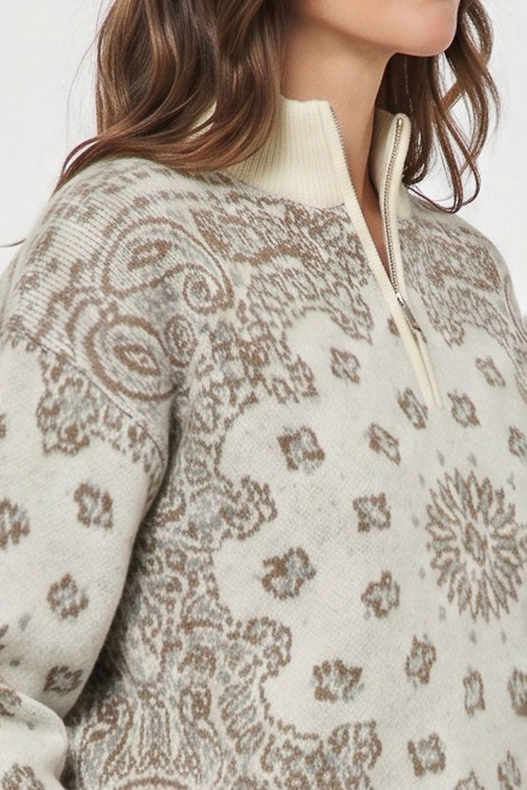 Current Air Lyra Jacquard Half Zip Sweater