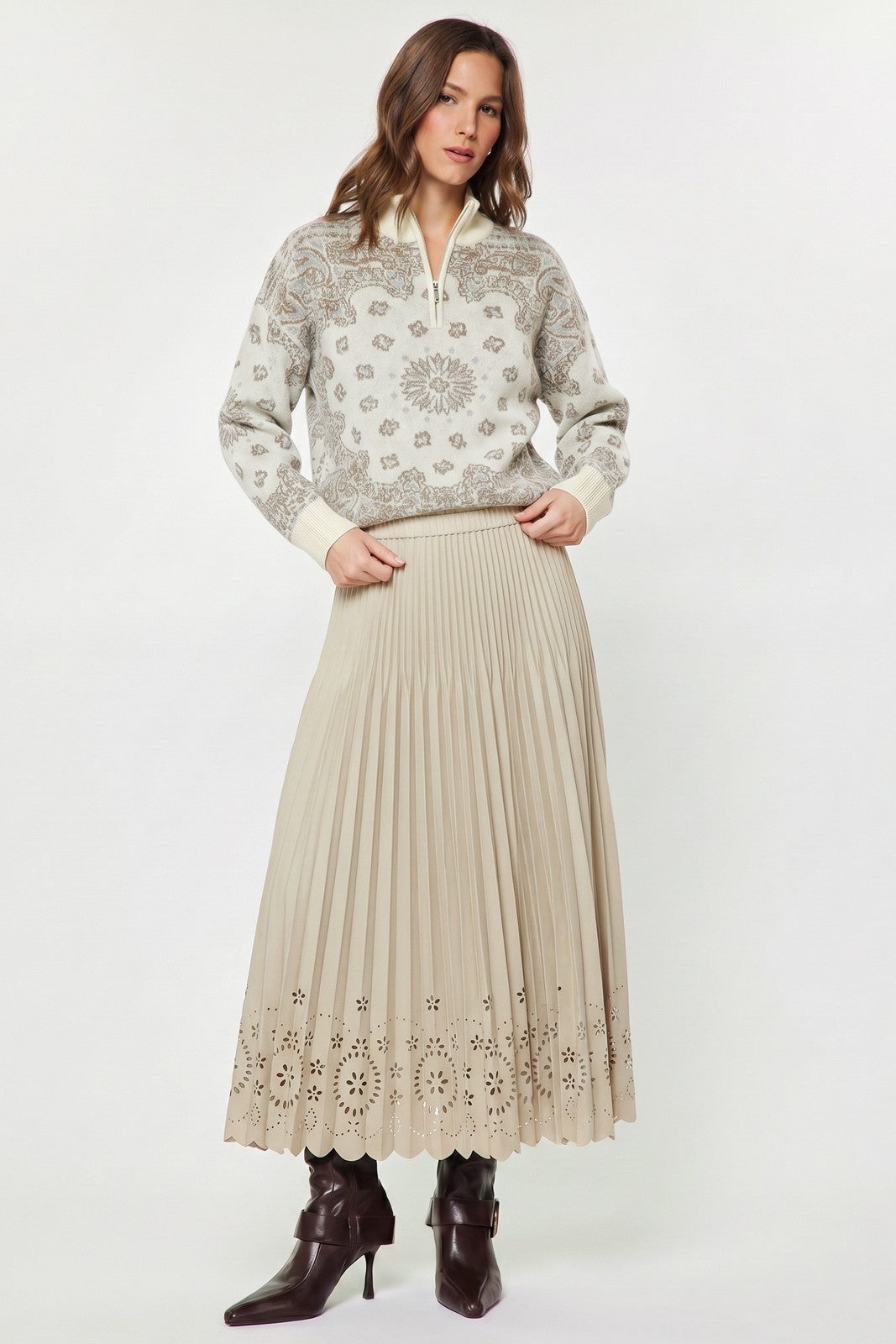 Current Air Lyra Jacquard Half Zip Sweater