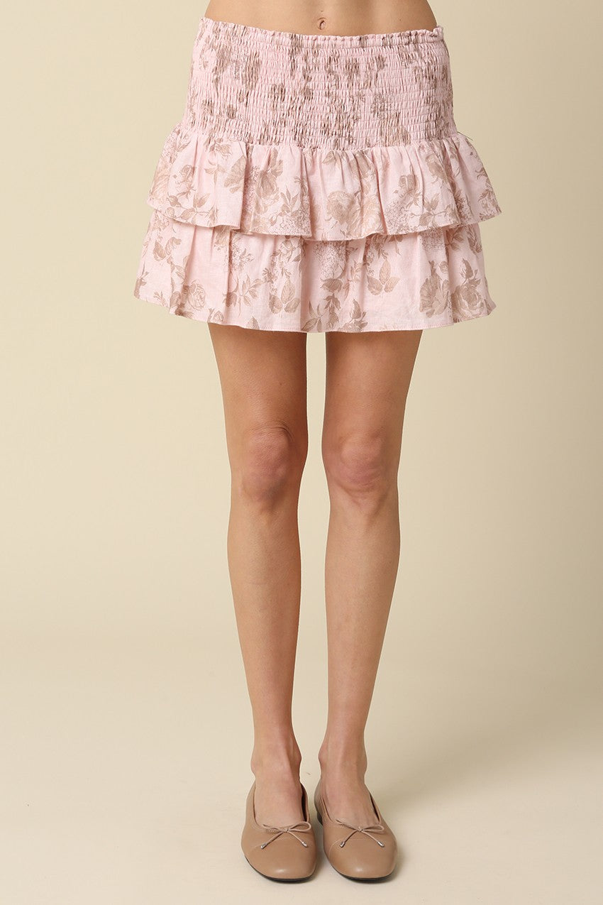Tess Floral Ruffled Mini Skirt
